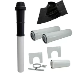 Buderus Abgaspaket DO - Schwarz - Ø 80/125 Mm - Mit Ziegel Und 2 X 1 M Steigrohr - 7736614902