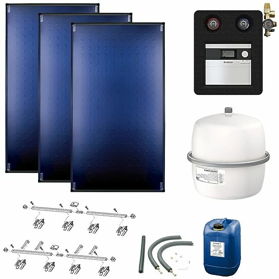 Buderus Solaranlage Logaplus S95 - 3 Kollektoren (7,65m²) SKT1.0-s - KS0110 SC20/2 - Aufdachmontage - 7739609531 1 Buderus Solaranlage Logaplus S95 - 3 Kollektoren (7,65m²) SKT1.0-s - KS0110 SC20/2 - Aufdachmontage - 7739609531