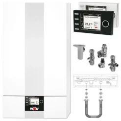 WOLF CGB-2 24 KW Gasbrennwert-Heizungspaket Mit Bedienmodul BM-2 In Schwarz Und Zubehör - 8615010F11