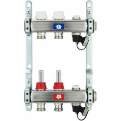Fußbodenheizungsverteiler Aus Edelstahl Mit Topmeter Für 2 Heizkreise - Ohne Anschlussset