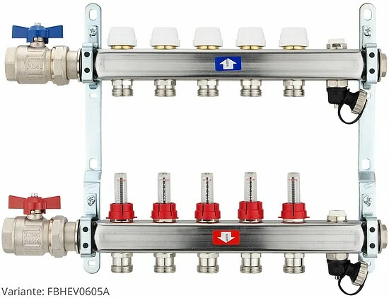 Fußbodenheizungsverteiler Aus Edelstahl Mit Topmeter Für 5 Heizkreise - Ohne Anschlussset 2 Fußbodenheizungsverteiler Aus Edelstahl Mit Topmeter Für 5 Heizkreise - Ohne Anschlussset – Bild 2