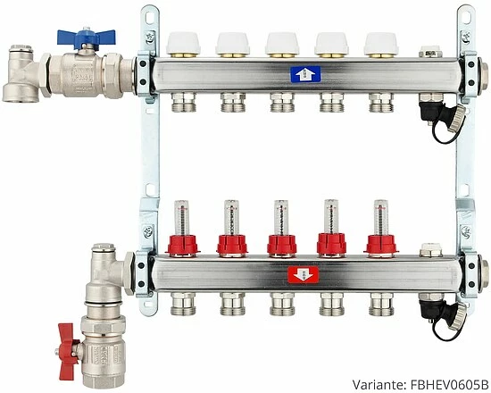 Fußbodenheizungsverteiler Aus Edelstahl Mit Topmeter Für 5 Heizkreise - Ohne Anschlussset 3 Fußbodenheizungsverteiler Aus Edelstahl Mit Topmeter Für 5 Heizkreise - Ohne Anschlussset – Bild 3