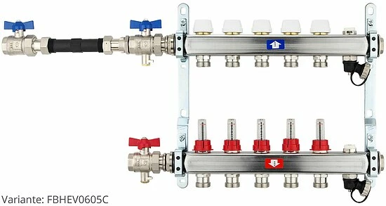 Fußbodenheizungsverteiler Aus Edelstahl Mit Topmeter Für 5 Heizkreise - Ohne Anschlussset 4 Fußbodenheizungsverteiler Aus Edelstahl Mit Topmeter Für 5 Heizkreise - Ohne Anschlussset – Bild 4