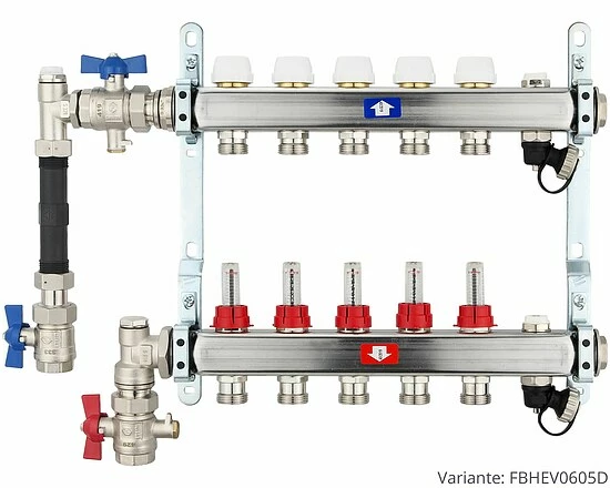 Fußbodenheizungsverteiler Aus Edelstahl Mit Topmeter Für 5 Heizkreise - Ohne Anschlussset 5 Fußbodenheizungsverteiler Aus Edelstahl Mit Topmeter Für 5 Heizkreise - Ohne Anschlussset – Bild 5
