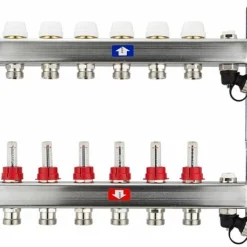 Fußbodenheizungsverteiler Aus Edelstahl Mit Topmeter Für 6 Heizkreise - Ohne Anschlussset