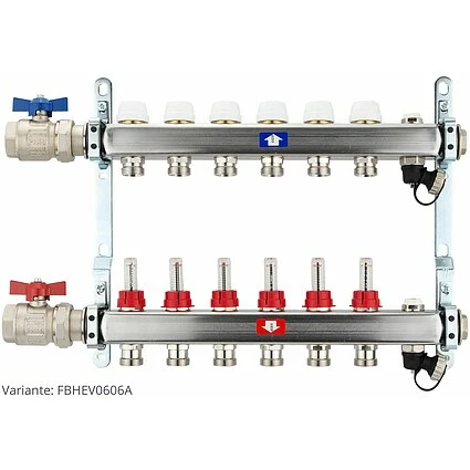 Fußbodenheizungsverteiler Aus Edelstahl Mit Topmeter Für 6 Heizkreise - Ohne Anschlussset 2 Fußbodenheizungsverteiler Aus Edelstahl Mit Topmeter Für 6 Heizkreise - Ohne Anschlussset – Bild 2