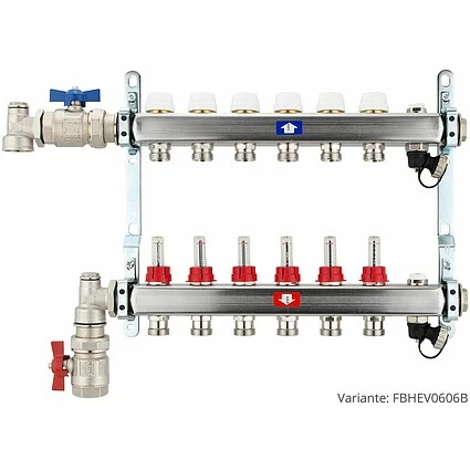 Fußbodenheizungsverteiler Aus Edelstahl Mit Topmeter Für 6 Heizkreise - Ohne Anschlussset 3 Fußbodenheizungsverteiler Aus Edelstahl Mit Topmeter Für 6 Heizkreise - Ohne Anschlussset – Bild 3