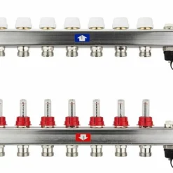 Fußbodenheizungsverteiler Aus Edelstahl Mit Topmeter Für 7 Heizkreise - Ohne Anschlussset