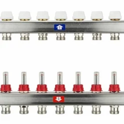 Fußbodenheizungsverteiler Aus Edelstahl Mit Topmeter Für 8 Heizkreise - Ohne Anschlussset