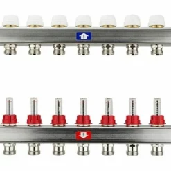 Fußbodenheizungsverteiler Aus Edelstahl Mit Topmeter Für 10 Heizkreise - Ohne Anschlussset