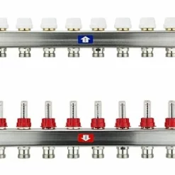 Fußbodenheizungsverteiler Aus Edelstahl Mit Topmeter Für 11 Heizkreise - Ohne Anschlussset