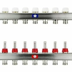 Fußbodenheizungsverteiler Aus Edelstahl Mit Topmeter Für 12 Heizkreise - Ohne Anschlussset