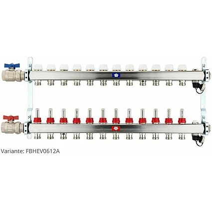 Fußbodenheizungsverteiler Aus Edelstahl Mit Topmeter Für 12 Heizkreise - Ohne Anschlussset 2 Fußbodenheizungsverteiler Aus Edelstahl Mit Topmeter Für 12 Heizkreise - Ohne Anschlussset – Bild 2