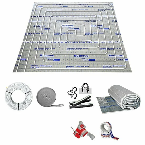 10 M² Fußbodenheizung-Set - Tackersystem Dämmstärke 35-3 Mm - Alu-Verbundrohr 16 X 2 Mm DVGW 1 10 M² Fußbodenheizung-Set - Tackersystem Dämmstärke 35-3 Mm - Alu-Verbundrohr 16 X 2 Mm DVGW