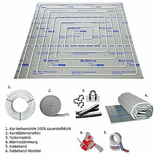 10 M² Fußbodenheizung-Set - Tackersystem Dämmstärke 35-3 Mm - Alu-Verbundrohr 16 X 2 Mm DVGW 2 10 M² Fußbodenheizung-Set - Tackersystem Dämmstärke 35-3 Mm - Alu-Verbundrohr 16 X 2 Mm DVGW – Bild 2