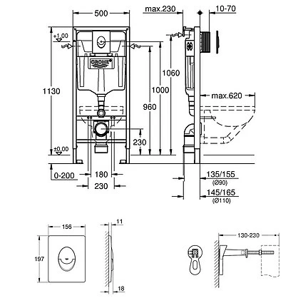 GROHE Rapid SL 3 In 1-Set Für WC - Element 113 Cm + Skate Air Platte Alpinweiß + Wandwinkel - 38722001 2 GROHE Rapid SL 3 In 1-Set Für WC - Element 113 Cm + Skate Air Platte Alpinweiß + Wandwinkel - 38722001 – Bild 2