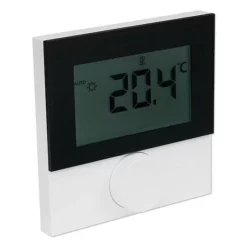 Raumregler Alpha Direct Standard Display - 230 V - Mit Schwarzer Designscheibe - Gehäuse Signalweiß