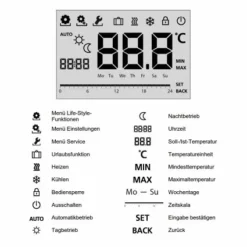Raumregler Alpha Direct Control Display - 230 V - Mit Schwarzer Designscheibe - Gehäuse Signalweiß -Wolf Verkaufsgeschäft MH130568 3