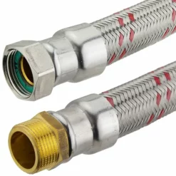 Panzerschlauch 1'' AG X 1'' IG Überwurfmutter Mit Edelstahldrahtumflechtung - Für Heizung - Länge 300 Mm