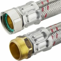 Panzerschlauch 1 1/4'' AG X 1 1/4'' IG Überwurfmutter Mit Edelstahldrahtumflechtung - Für Heizung - Länge 300 Mm