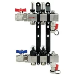 Edelstahl-Verteiler Für Fußbodenheizung Für 2 Kreise Mit Topmeter Und Zubehör