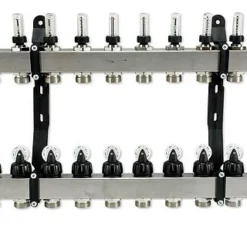 Verteiler Für Fußbodenheizung Aus Edelstahl Für 10 Kreise Mit Topmeter Und Zubehör