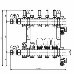 FBH-Verteiler 11-fach Aus Edelstahl Mit Topmeter, Entlüftung, Kugelhähnen Und Spülvorrichtung 5 FBH-Verteiler 11-fach Aus Edelstahl Mit Topmeter, Entlüftung, Kugelhähnen Und Spülvorrichtung -Wolf Verkaufsgeschäft TNFBHEV0511 2