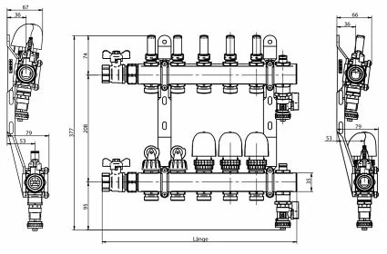 FBH-Verteiler 11-fach Aus Edelstahl Mit Topmeter, Entlüftung, Kugelhähnen Und Spülvorrichtung 3 FBH-Verteiler 11-fach Aus Edelstahl Mit Topmeter, Entlüftung, Kugelhähnen Und Spülvorrichtung – Bild 3