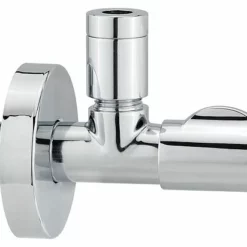 ALBERTONI Design-Eckventil 1/2'' X 3/8'' - Serie ''LINEA'' - Poliert Verchromt - Mit Schieberosette (Ø 60 Mm)