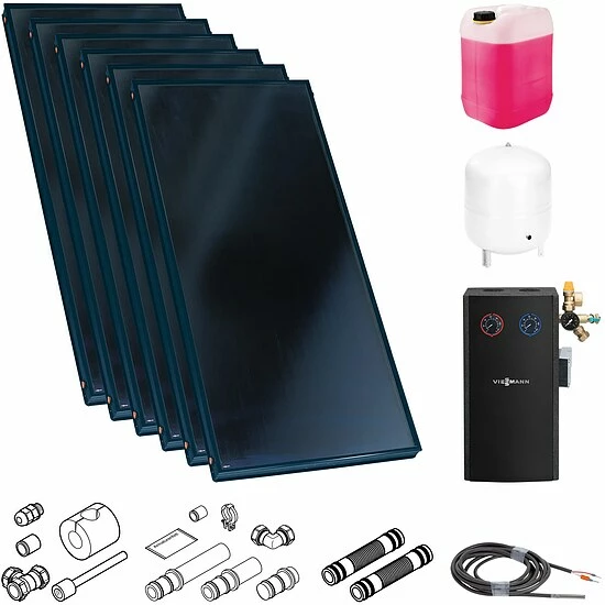 Viessmann Solaranlage Mit 6 Stk. Vitosol 200-FM SV2F, Regelung Und Zubehör Zur Solaren Nachrüstung - SK05790 1 Viessmann Solaranlage Mit 6 Stk. Vitosol 200-FM SV2F, Regelung Und Zubehör Zur Solaren Nachrüstung - SK05790
