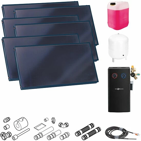 Viessmann Solaranlage Mit 6 Stk. Vitosol 200-FM SH2F, Regelung Und Zubehör Zur Solaren Nachrüstung - SK05826 1 Viessmann Solaranlage Mit 6 Stk. Vitosol 200-FM SH2F, Regelung Und Zubehör Zur Solaren Nachrüstung - SK05826