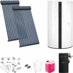 Viessmann Solaranlage Mit 2 Stk. Vitosol 300-TM SP3C, Regelung Und Pufferspeicher Vitocell 340-M 750l Weiß - SK06764