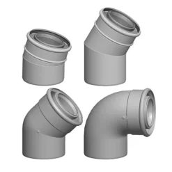 WOLF Luft-/Abgasrohr-Bogen Konzentrisch Weiß Steckbar - DN 80/125 - 15°