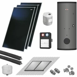 WOLF Solaranlage Mit 3 Stk. CFK-1 Kollektoren, SM1-2 Regelung Und Solarspeicher SEM-2-400