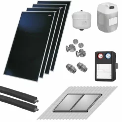WOLF Solaranlage Mit 4 Stk. CFK-1 Kollektoren, SM1-2 Regelung Und Zubehör Zur Solaren Nachrüstung - 7700778W09