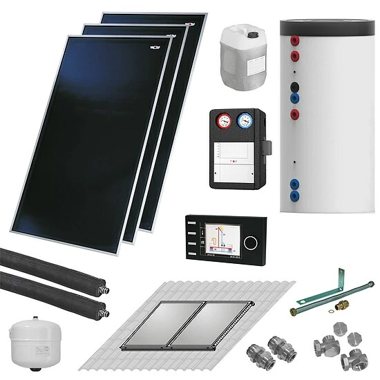WOLF Solaranlage Für Warmwasser - 6,9 M² CFK-1 + Solarspeicher 400 Liter 1 WOLF Solaranlage Für Warmwasser - 6,9 M² CFK-1 + Solarspeicher 400 Liter