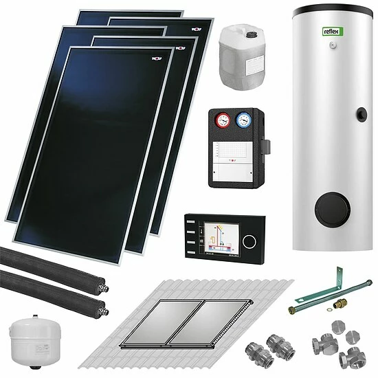 Sonnenkollektoren WOLF CFK-1 Zur Warmwasserbereitung - 11,5 M² + 500 Liter Speicher 1 Sonnenkollektoren WOLF CFK-1 Zur Warmwasserbereitung - 11,5 M² + 500 Liter Speicher