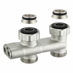 Zweirohr-Hahnblock In Durchgangsform - MIT UMLENKUNG - Bei Vertauschtem Vor- Und Rücklauf