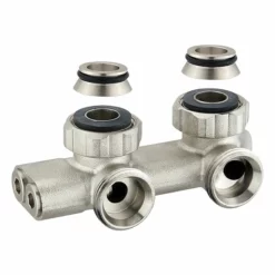 Zweirohr-Hahnblock In Winkelform - MIT UMLENKUNG - Bei Vertauschtem Vor- Und Rücklauf