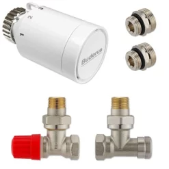 Anschluss-Set Für Vertikal- & Badheizkörper - Eckform - Thermostatventil Nach Vorne, Rechts O. Links