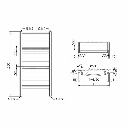 Badheizkörper Buderus Therm Curve Mit Außenanschluss (gebogen) - Höhe 1.220 Mm X Breite 595 Mm 2 Badheizkörper Buderus Therm Curve Mit Außenanschluss (gebogen) - Höhe 1.220 Mm X Breite 595 Mm – Bild 2