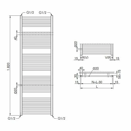 Badheizkörper Buderus Therm Direct Mit Außenanschluss - Höhe 1.820 Mm X Breite 950 Mm 2 Badheizkörper Buderus Therm Direct Mit Außenanschluss - Höhe 1.820 Mm X Breite 950 Mm – Bild 2
