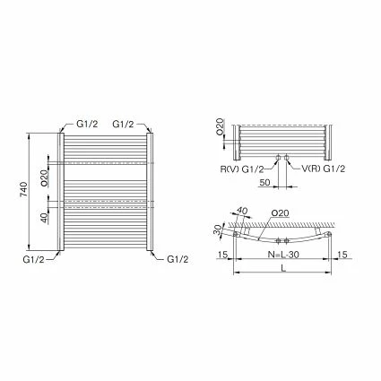 Badheizkörper Buderus Therm Curve Mit Mittelanschluss (gebogen) - Höhe 740 Mm X Breite 745 Mm 2 Badheizkörper Buderus Therm Curve Mit Mittelanschluss (gebogen) - Höhe 740 Mm X Breite 745 Mm – Bild 2