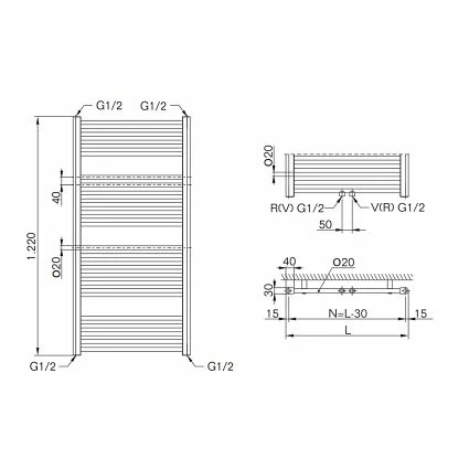 Badheizkörper Buderus Therm Direct Mit Mittelanschluss - Höhe 1.220 Mm X Breite 550 Mm 2 Badheizkörper Buderus Therm Direct Mit Mittelanschluss - Höhe 1.220 Mm X Breite 550 Mm – Bild 2