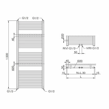 Badheizkörper Buderus Therm Direct Mit Mittelanschluss - Höhe 1.500 Mm X Breite 550 Mm 2 Badheizkörper Buderus Therm Direct Mit Mittelanschluss - Höhe 1.500 Mm X Breite 550 Mm – Bild 2