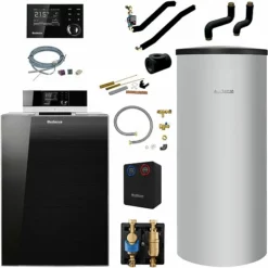 Buderus KB195i Logaplus Öl-Brennwert Heizungspaket K80 Mit Regelung RC310 Und Warmwasserspeicher SU 160, 25 KW