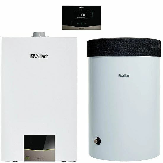 Vaillant Gas-Brennwert-Paket 1.60/2 EcoTEC Exclusive VC 15 CS/1-7 Mit Regelung VRC 720 Und 120 Liter Warmwasserspeicher VIH R - 0010040370 1 Vaillant Gas-Brennwert-Paket 1.60/2 EcoTEC Exclusive VC 15 CS/1-7 Mit Regelung VRC 720 Und 120 Liter Warmwasserspeicher VIH R - 0010040370