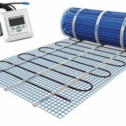 Elektro-Fußbodenheizung - Heizmatte 1 M² - 230 V - Länge 2 M - Breite 0,5 M - Mit Digital-Raumthermostat