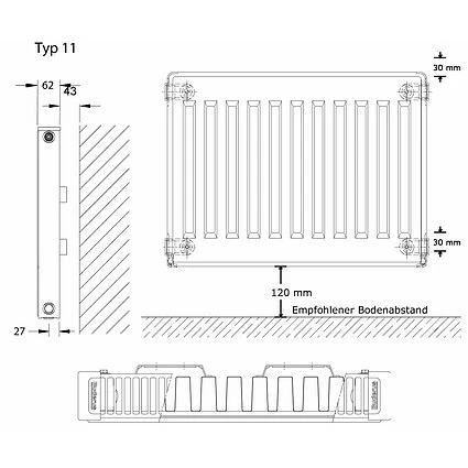 Buderus Logatrend C-Profil Kompakt-Heizkörper H 600 Mm L 400 Mm Typ 11 - 323/206 Watt 5 Buderus Logatrend C-Profil Kompakt-Heizkörper H 600 Mm L 400 Mm Typ 11 - 323/206 Watt – Bild 5
