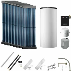 Buderus Solaranlage Logaplus S116 - 8 Kollektoren (9,76m²) SKR10 CPC Mit Kombispeicher Logalux P750 S Weiß - 7739612900